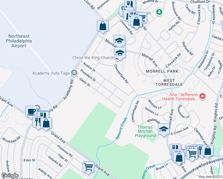 map of restaurants, bars, coffee shops, grocery stores, and more near 3721 President Street in Philadelphia