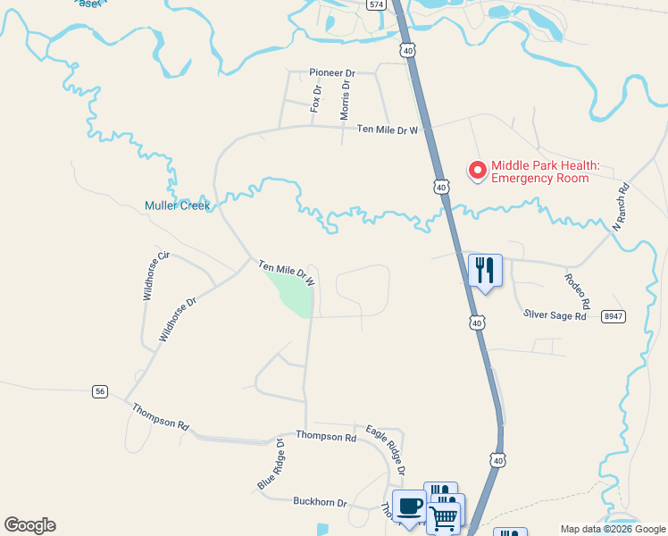 map of restaurants, bars, coffee shops, grocery stores, and more near 862 Saddle Ridge Circle in Granby