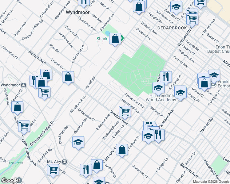 map of restaurants, bars, coffee shops, grocery stores, and more near 942 McPherson Street in Philadelphia