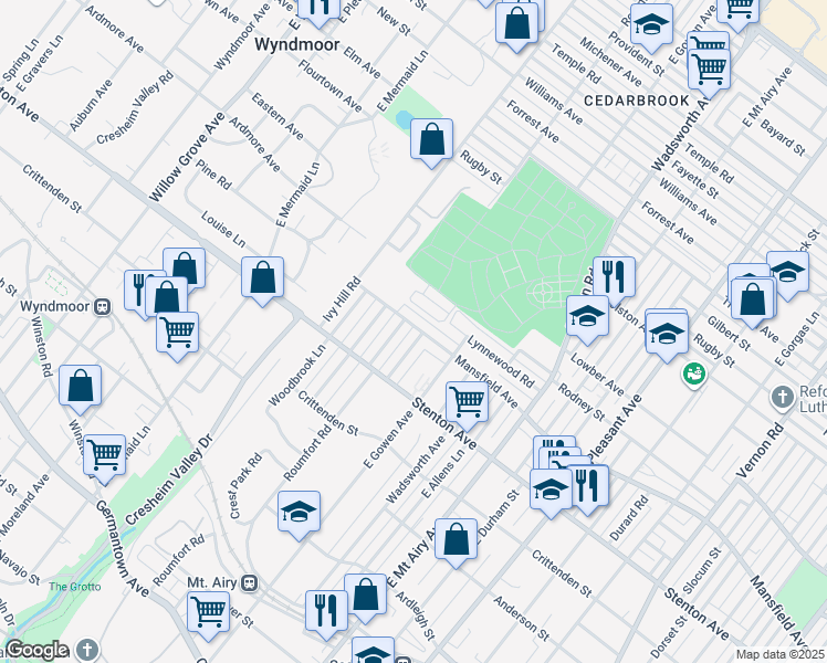 map of restaurants, bars, coffee shops, grocery stores, and more near 942 McPherson Street in Philadelphia