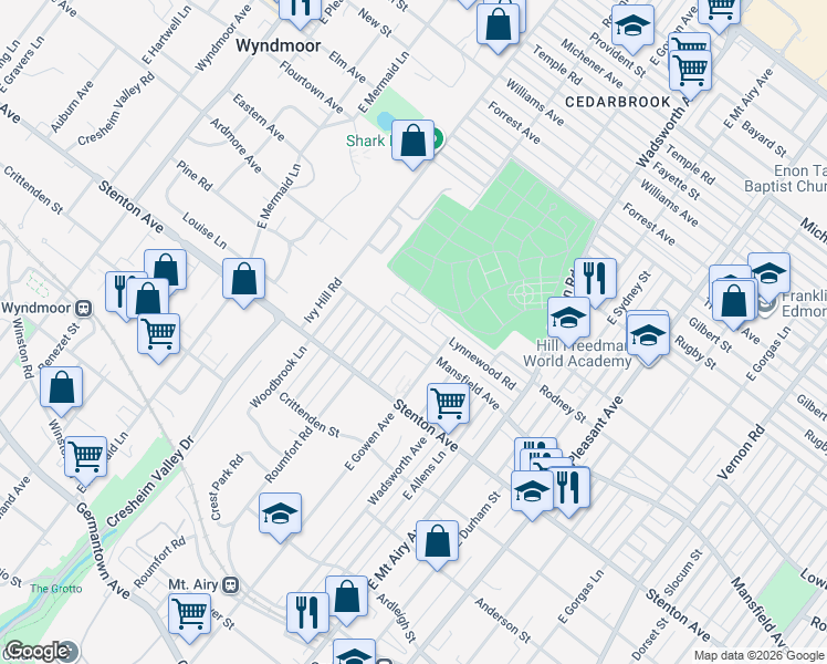 map of restaurants, bars, coffee shops, grocery stores, and more near 942 McPherson Street in Philadelphia