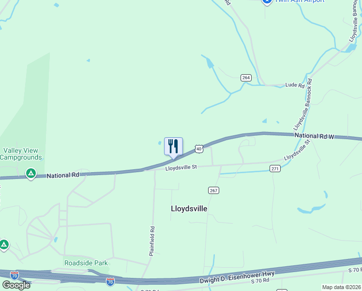 map of restaurants, bars, coffee shops, grocery stores, and more near 43905 National Road in Belmont