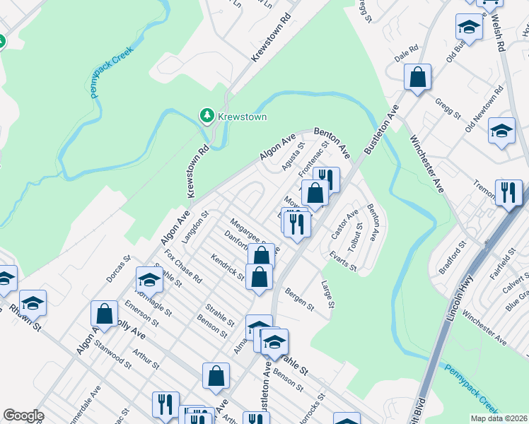 map of restaurants, bars, coffee shops, grocery stores, and more near 1804 Evarts Street in Philadelphia