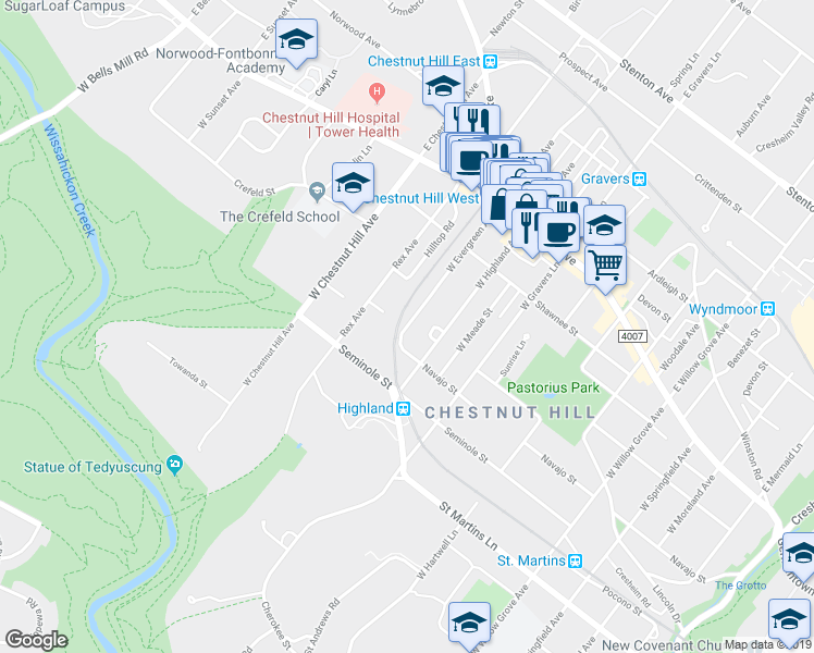 map of restaurants, bars, coffee shops, grocery stores, and more near North 25th Street in Philadelphia