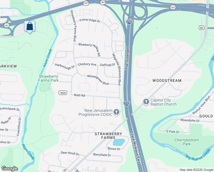 map of restaurants, bars, coffee shops, grocery stores, and more near 4106 Spring Flower Court in Columbus