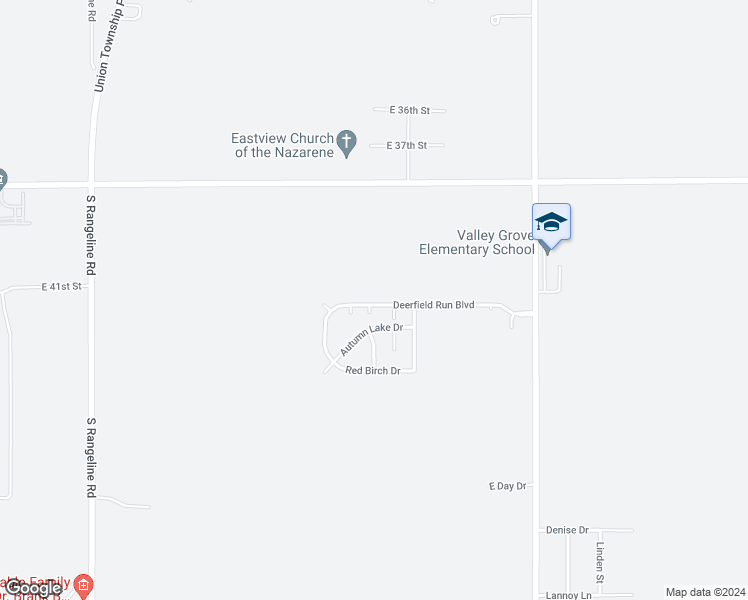 map of restaurants, bars, coffee shops, grocery stores, and more near 2640 Deerfield Run Boulevard in Anderson