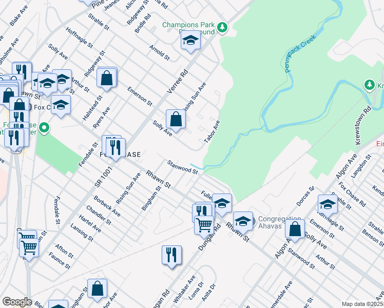 map of restaurants, bars, coffee shops, grocery stores, and more near 1126 Solly Avenue in Philadelphia