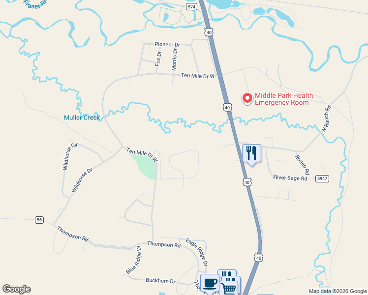 map of restaurants, bars, coffee shops, grocery stores, and more near 833 Saddle Ridge Cir in Granby