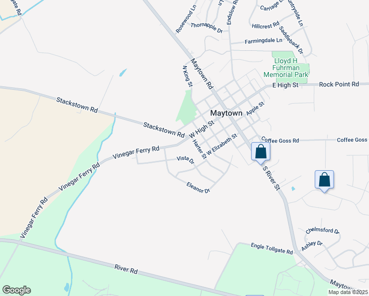 map of restaurants, bars, coffee shops, grocery stores, and more near West High Street in Maytown