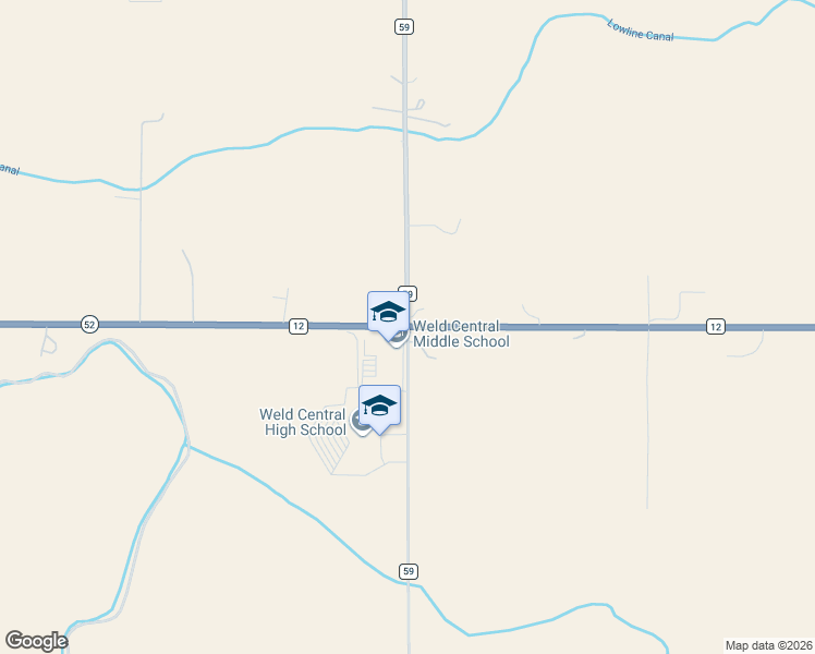 map of restaurants, bars, coffee shops, grocery stores, and more near 5001 County Road 59 in Keenesburg