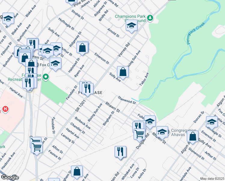 map of restaurants, bars, coffee shops, grocery stores, and more near 1001 Stanwood Street in Philadelphia