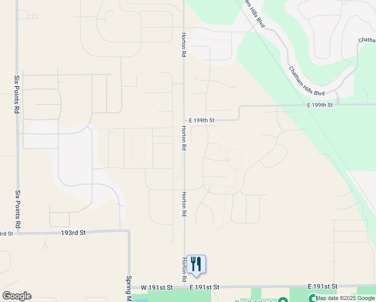 map of restaurants, bars, coffee shops, grocery stores, and more near 19759 Horton Road in Westfield