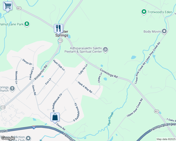 map of restaurants, bars, coffee shops, grocery stores, and more near 840 Tally Ho Lane in Chester Springs