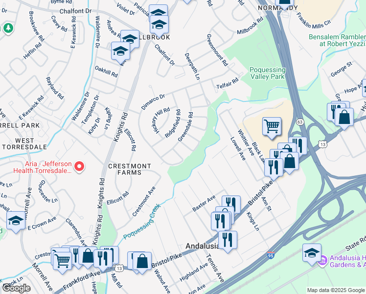 map of restaurants, bars, coffee shops, grocery stores, and more near 212 Nauldo Road in Philadelphia