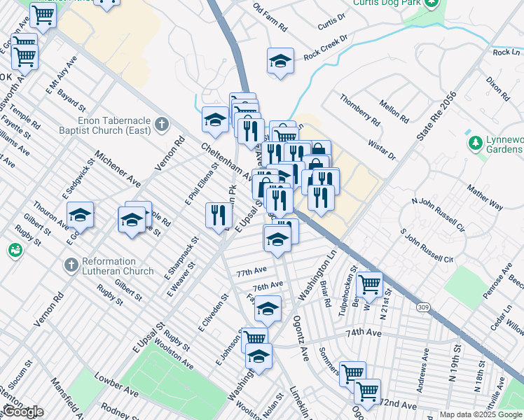map of restaurants, bars, coffee shops, grocery stores, and more near in Philadelphia