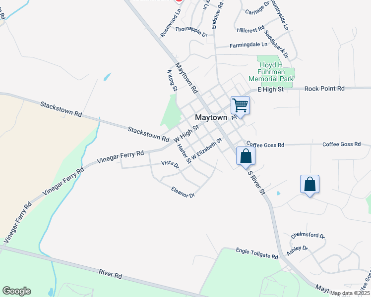 map of restaurants, bars, coffee shops, grocery stores, and more near 100 West High Street in Elizabethtown