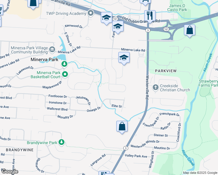 map of restaurants, bars, coffee shops, grocery stores, and more near 4855 Black Sycamore Drive in Columbus