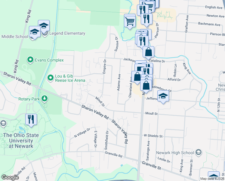 map of restaurants, bars, coffee shops, grocery stores, and more near 913 Adams Avenue in Newark