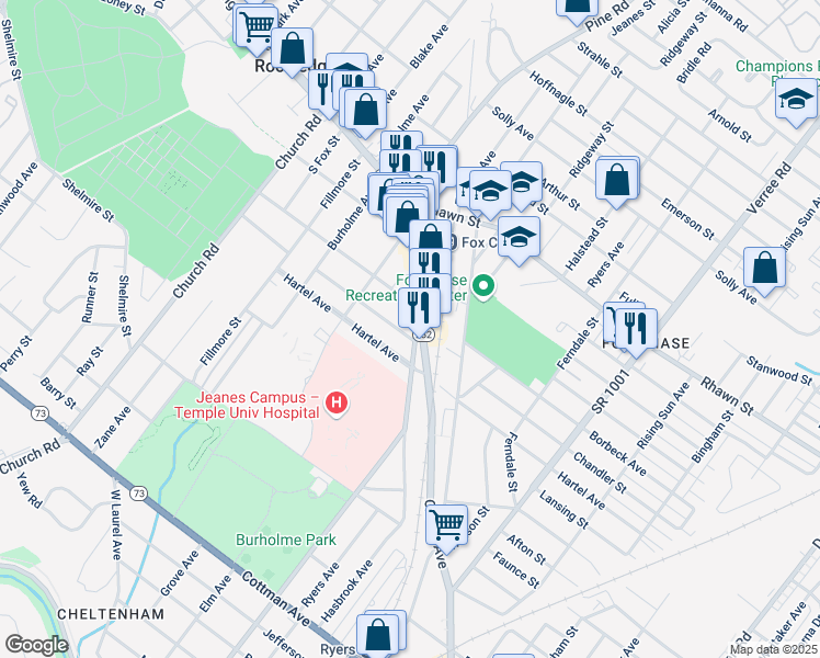 map of restaurants, bars, coffee shops, grocery stores, and more near 7824 Hasbrook Avenue in Philadelphia