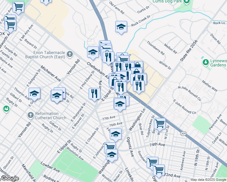 map of restaurants, bars, coffee shops, grocery stores, and more near in Philadelphia
