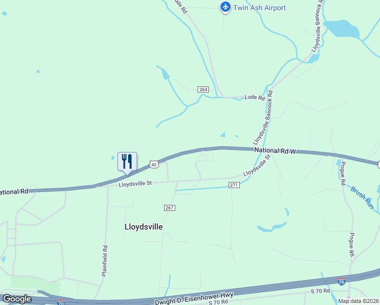 map of restaurants, bars, coffee shops, grocery stores, and more near 44301 National Road in Belmont