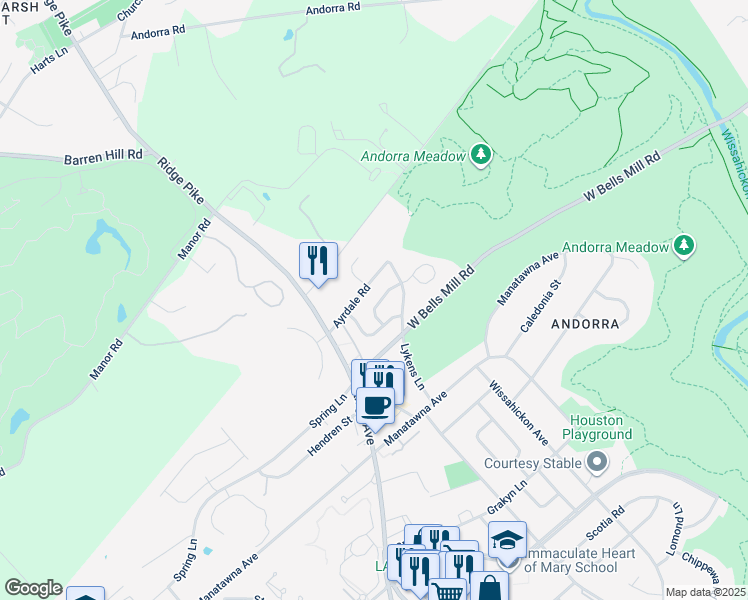 map of restaurants, bars, coffee shops, grocery stores, and more near 869 Ronnie Lane in Philadelphia