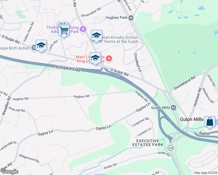 map of restaurants, bars, coffee shops, grocery stores, and more near 168 Hughes Road in King of Prussia