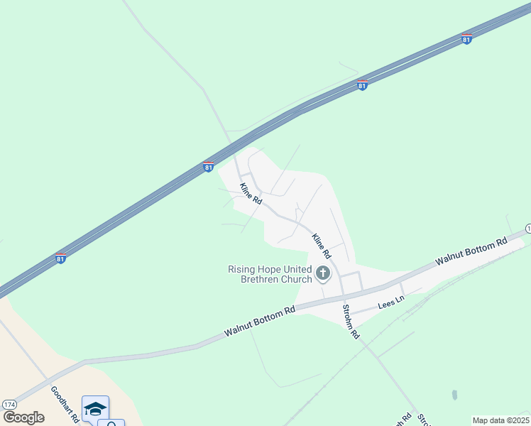 map of restaurants, bars, coffee shops, grocery stores, and more near 133 Kline Road in Shippensburg