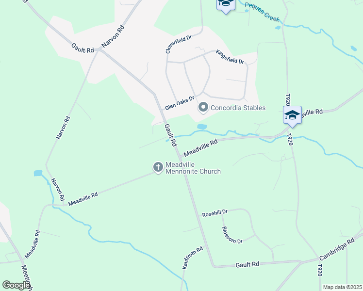 map of restaurants, bars, coffee shops, grocery stores, and more near 589 Gault Road in Gap