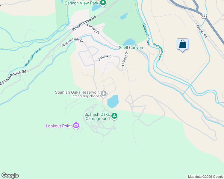 map of restaurants, bars, coffee shops, grocery stores, and more near 3289 2830 South in Spanish Fork