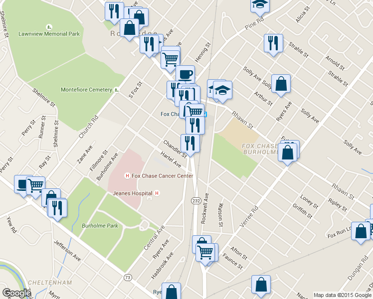 map of restaurants, bars, coffee shops, grocery stores, and more near 7834 Hasbrook Avenue in Philadelphia