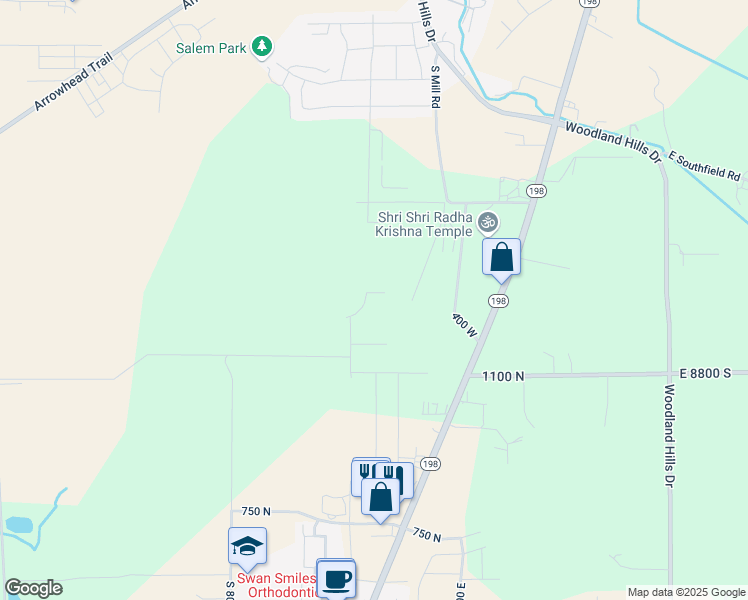 map of restaurants, bars, coffee shops, grocery stores, and more near 1242 North 290 East in Salem