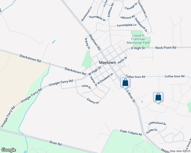 map of restaurants, bars, coffee shops, grocery stores, and more near 100 West High Street in Elizabethtown