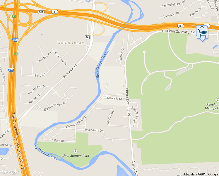 map of restaurants, bars, coffee shops, grocery stores, and more near 4696 White Flower Lane in Gahanna
