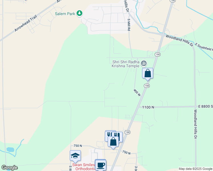 map of restaurants, bars, coffee shops, grocery stores, and more near 1237 North 290 East in Spanish Fork