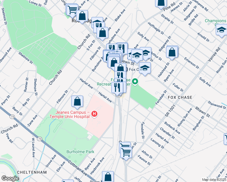 map of restaurants, bars, coffee shops, grocery stores, and more near 424 Borbeck Avenue in Philadelphia