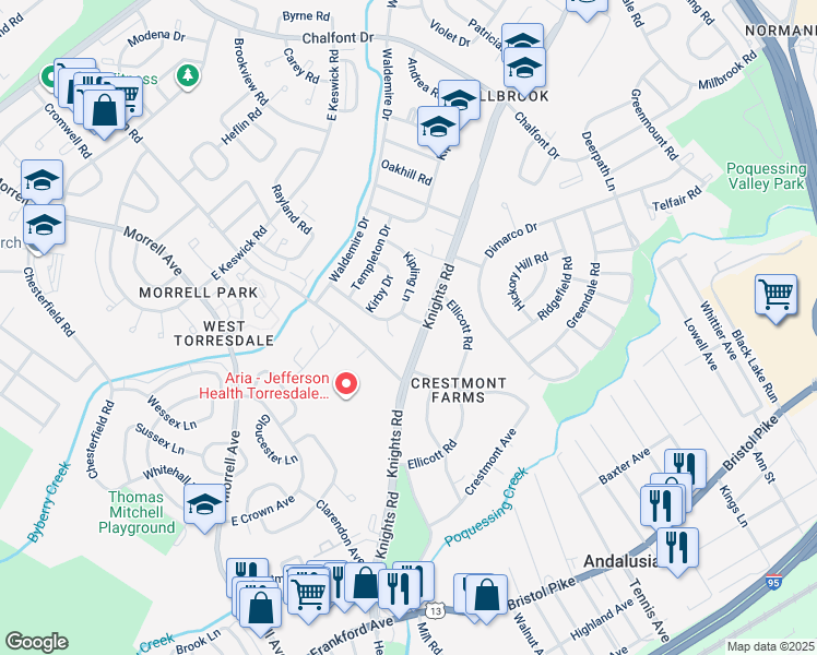 map of restaurants, bars, coffee shops, grocery stores, and more near 3902 Kane Rd in Philadelphia
