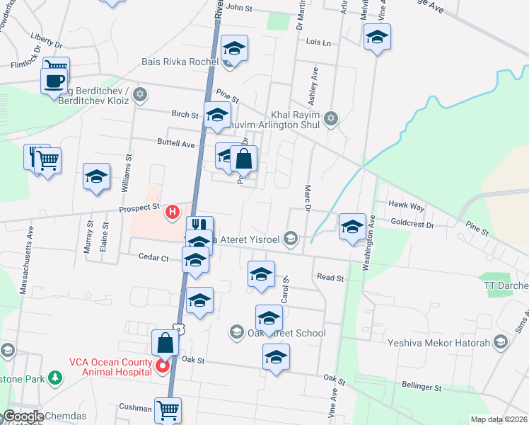 map of restaurants, bars, coffee shops, grocery stores, and more near 545 Howard Drive in Lakewood