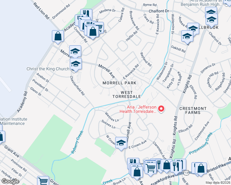 map of restaurants, bars, coffee shops, grocery stores, and more near 3312 Glenbrook Place in Philadelphia
