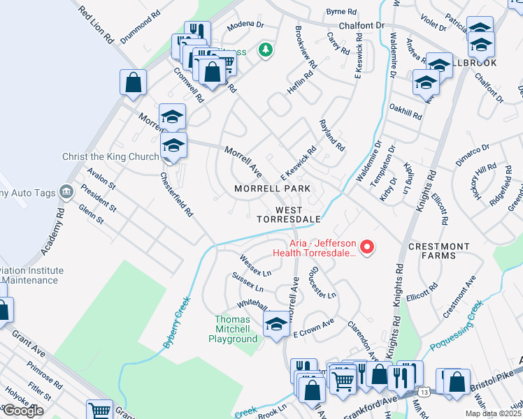 map of restaurants, bars, coffee shops, grocery stores, and more near in Philadelphia