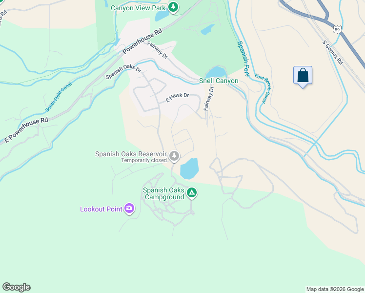 map of restaurants, bars, coffee shops, grocery stores, and more near 3256 East 2770 South in Spanish Fork