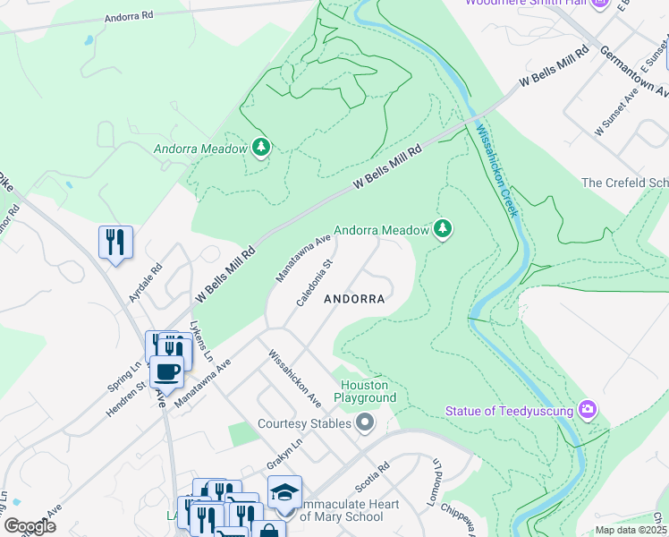 map of restaurants, bars, coffee shops, grocery stores, and more near 947 Caledonia Street in Philadelphia