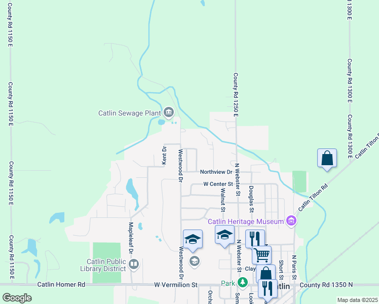 map of restaurants, bars, coffee shops, grocery stores, and more near 101-157 Byerly St in Catlin