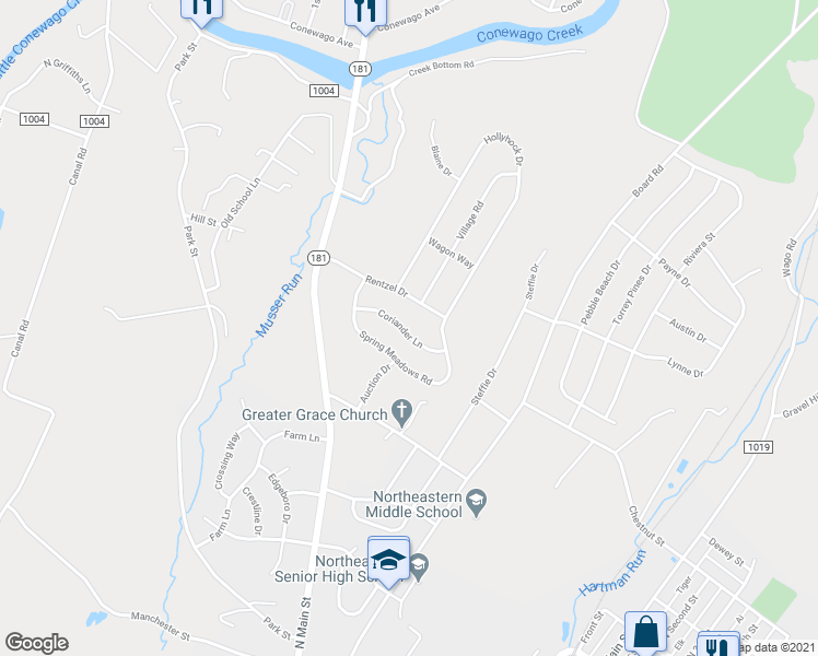 map of restaurants, bars, coffee shops, grocery stores, and more near 80 Coriander Lane in Manchester