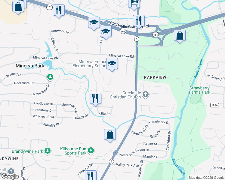 map of restaurants, bars, coffee shops, grocery stores, and more near 3228 Yellow Finch Way in Columbus