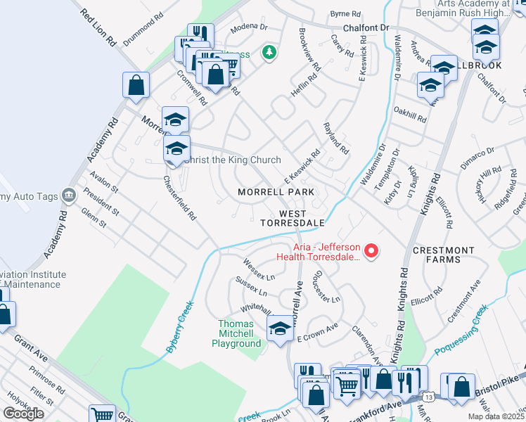 map of restaurants, bars, coffee shops, grocery stores, and more near in Philadelphia