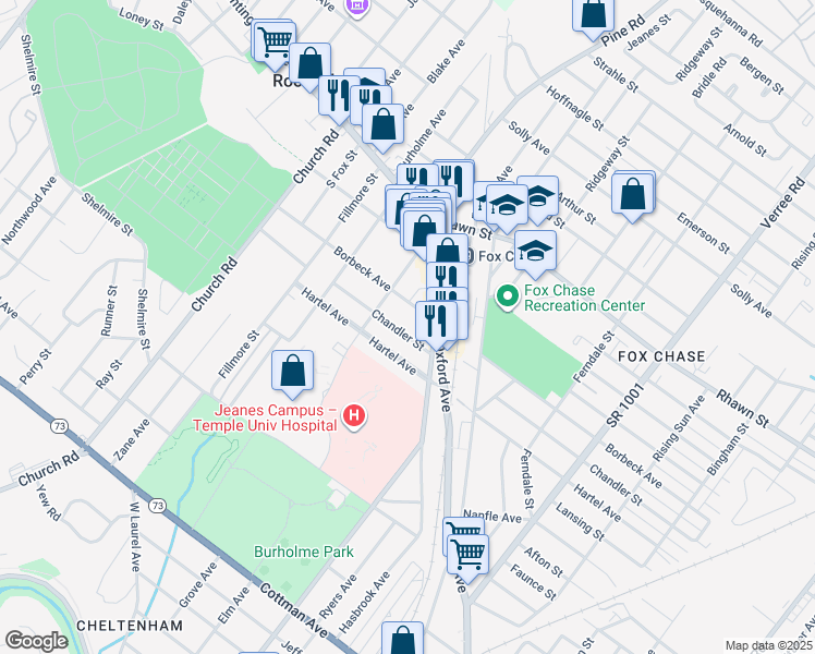 map of restaurants, bars, coffee shops, grocery stores, and more near 424 Borbeck Avenue in Philadelphia