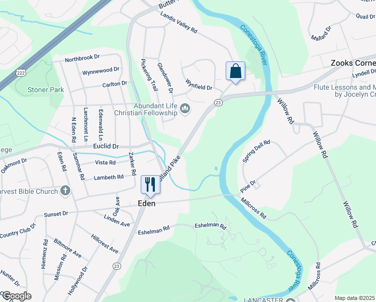 map of restaurants, bars, coffee shops, grocery stores, and more near 1878 New Holland Pike in Lancaster