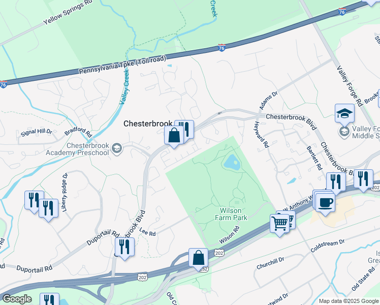 map of restaurants, bars, coffee shops, grocery stores, and more near 177 Katharine Lane in Wayne