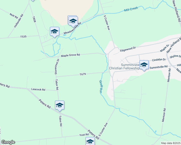map of restaurants, bars, coffee shops, grocery stores, and more near 135 Tabor Road in New Holland